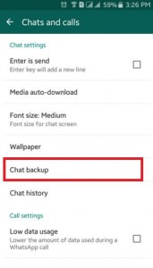 Backup WhatsApp chat in android devices