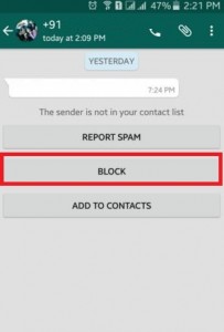 Block WhatsApp contact on your android devices