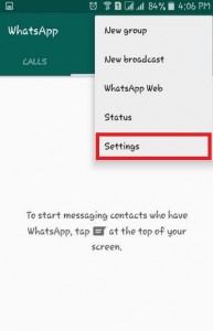 Choose Setting Options in WhatsApp