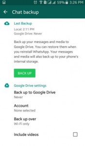 How to backup WhatsApp chat in android lollipop