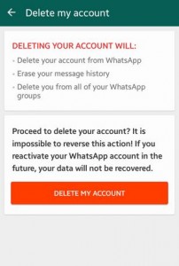 How to delete WhatsApp account on android lollipop