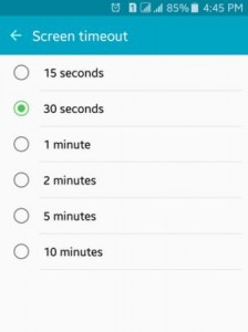 Set Minimal Screen time out to save battery on android