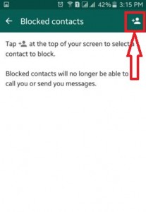 Tap On Contact Plus button to block WhatsApp contact android
