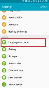 Tap On Language & Input option