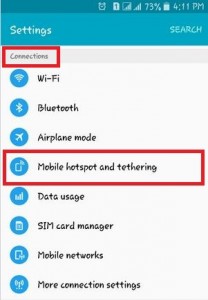 Tap On Mobile Hotspot & Tethering