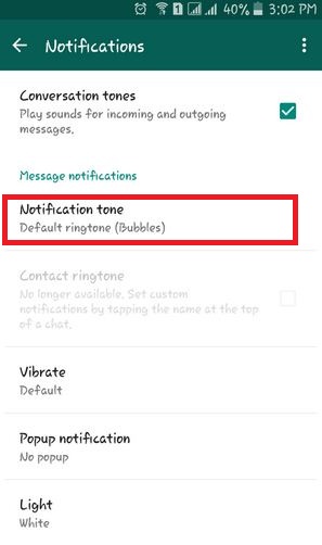 How to change notification on