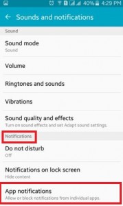 Tap on App notifications under notification section