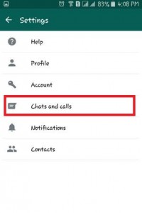 Tap on Chats and Calls option