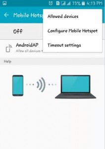 Tap on Configure Mobile Hotspot