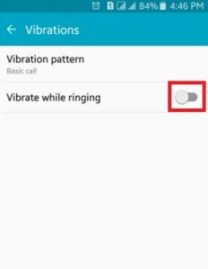 Turn off Vibrate while phone ringing