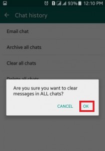 clear WhatsApp data in android