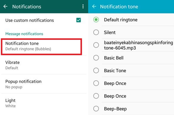 How to set custom notifications for WhatsApp contacts on Android