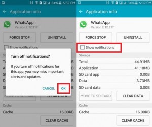 How to turn off WhatsApp notifications on android lollipop (5.1.1)