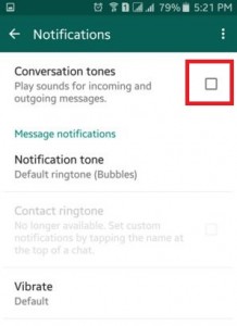 How to turn off conversation tone in WhatsApp on android