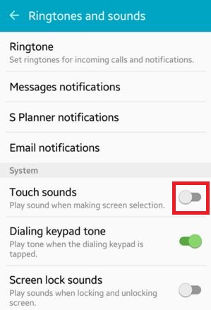 How to turn off touch sounds on android lollipop 5.1.1