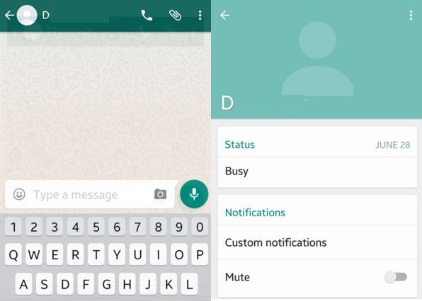 Open individual or favorite contact to change WhatsApp tone