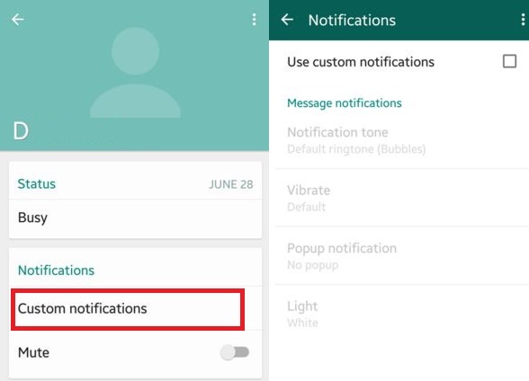 Set custom ringtone on WhatsApp Android