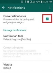 turn off conversation tone in WhatsApp on android