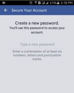 Create a New facebook password uisng mobile number