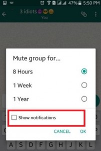 Disable WhatsApp group chat notification