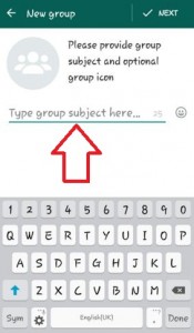 Enter WhatsApp group subject name