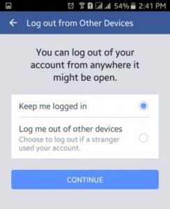 How to change facebook password using android app
