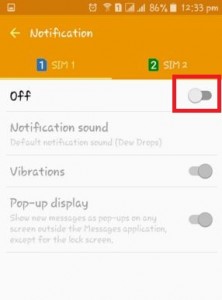 How to turn off message notifications on android phone