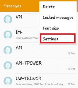 Select settings