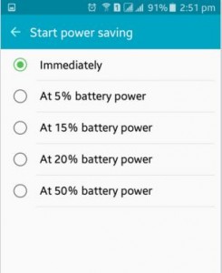 Set start power saving time on android