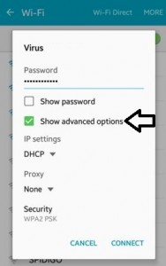 Show advanced option on android