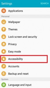 Tap on Accessibility under personal section