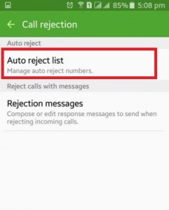 Tap on Auto reject list under auto reject
