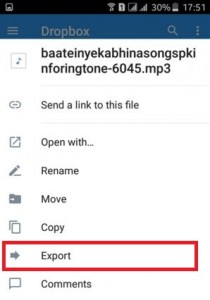 Tap on Export option to transfer files