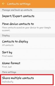 Tap on Share multiple contacts on android