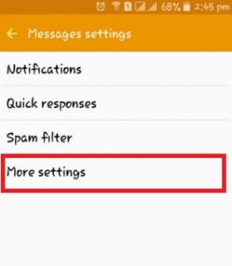 Tap on more settings on android