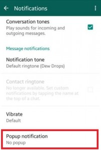 Tap on popup notification on WhatsApp