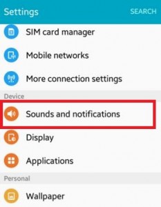 Tap on sounds and notifications under device section