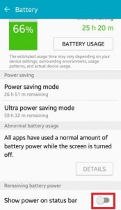 Turn off battery percentage on android