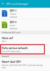 Turn off data service network