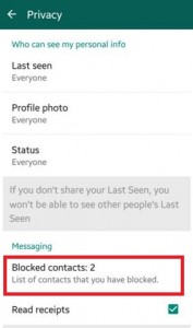 Under messaging tap on blocked contacts