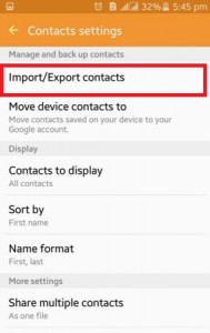import and export contacts on android