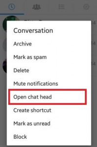 Create chat heads on fb mesenger app