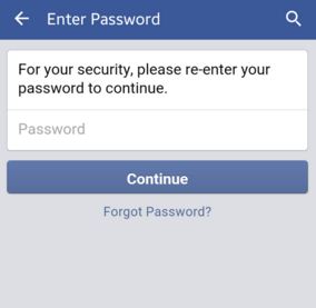 Enter facebook log in password