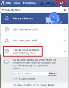 How to block facebook user account