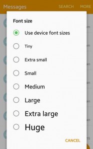 How to change font size of messages app on android