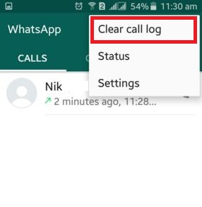 How to clear call log in WhatsApp android