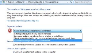 How to turn off auto update in Windows 7