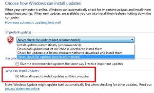 Install updates in Windows 7