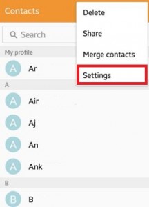 Select settings option
