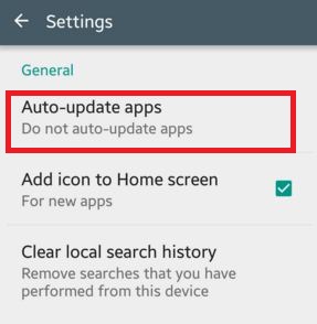 Tap on Auto update apps in settings